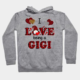 I Love Being A Gigi Gnomes Red Plaid Heart Valentine's Day Shirt Hoodie